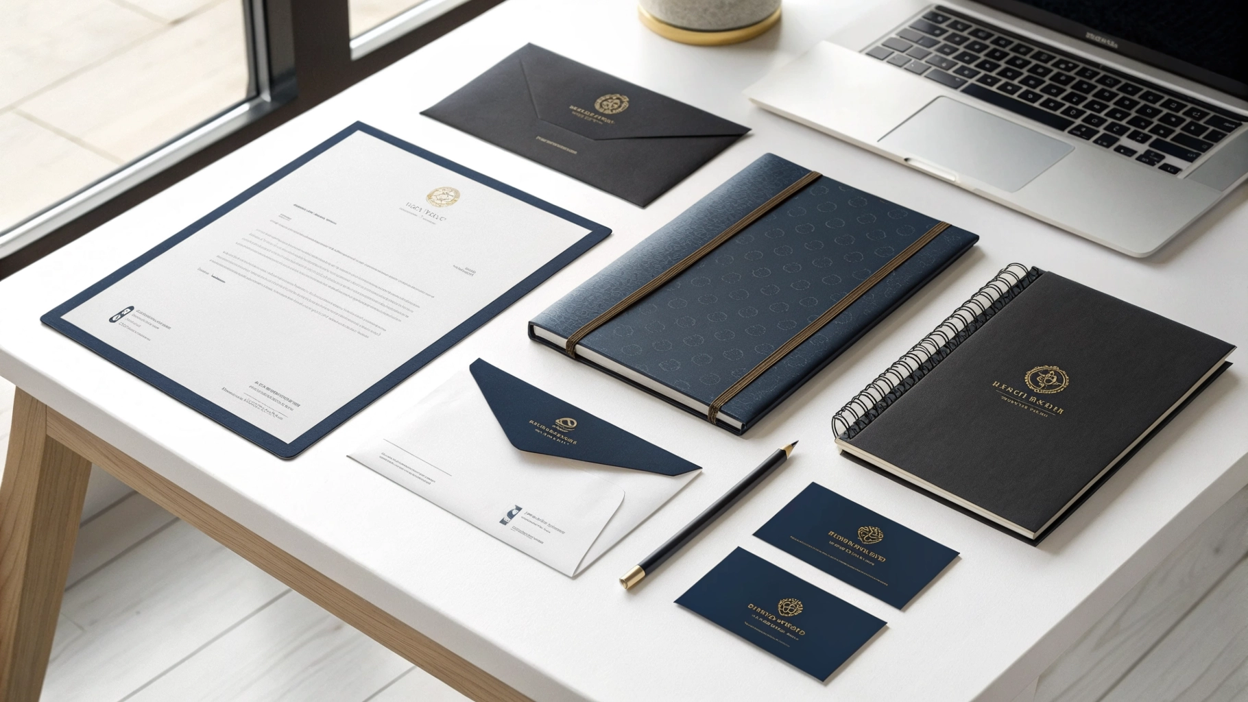 Professional business stationery set with consistent brand identity design