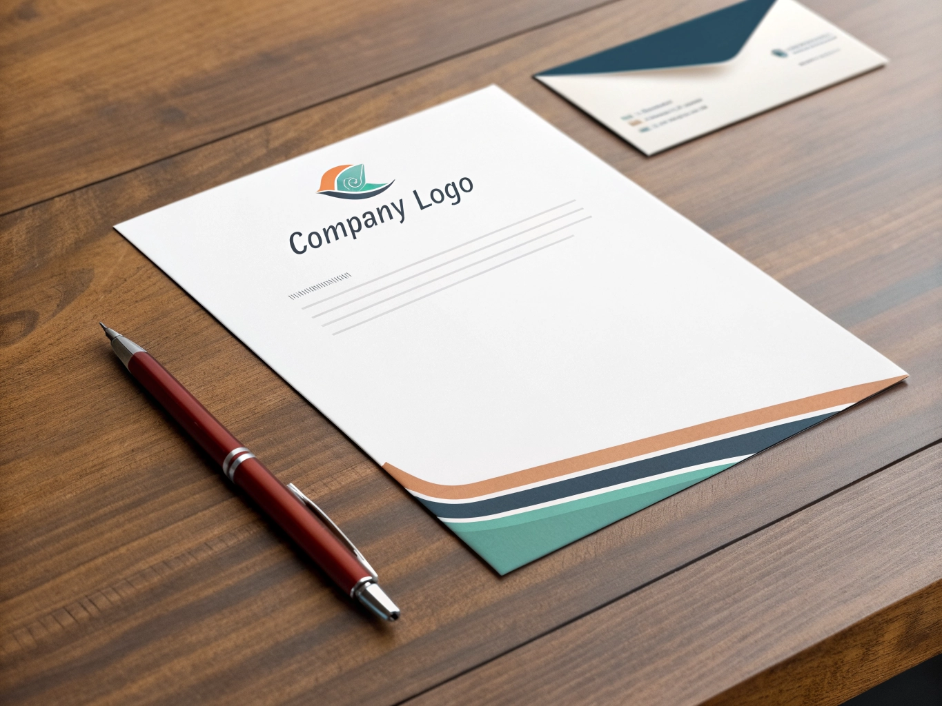 Corporate letterhead and envelope with professional branding