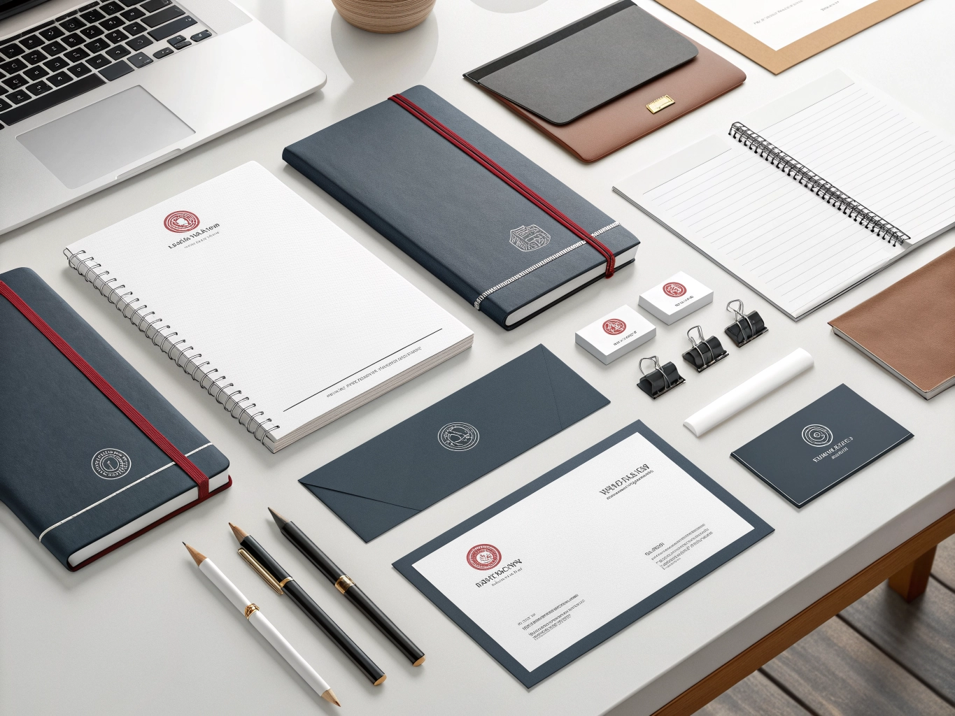 Complete corporate stationery kit with consistent brand colors